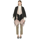 Poncho Donna LIU JO in Tessuto Nero con Logo Monogram e Frange
