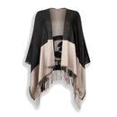 Poncho Donna LIU JO in Tessuto Nero con Logo Monogram e Frange