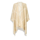 Poncho Donna LIU JO in Tessuto Beige Chiaro con Logo Jacquard e Frange