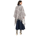 Poncho Donna LIU JO in Tessuto Grigio con Logo Jacquard e Frange