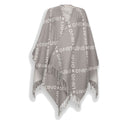 Poncho Donna LIU JO in Tessuto Grigio con Logo Jacquard e Frange
