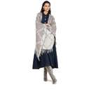 Poncho Donna LIU JO in Tessuto Grigio con Logo Jacquard e Frange