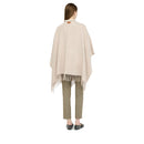 Poncho Donna LIU JO in Tessuto Beige con Logo in Rilevo e Frange