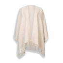 Poncho Donna LIU JO in Tessuto Beige con Logo in Rilevo e Frange