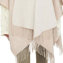 Poncho Donna LIU JO in Tessuto Beige con Logo in Rilevo e Frange
