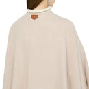 Poncho Donna LIU JO in Tessuto Beige con Logo in Rilevo e Frange