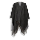 Poncho Donna LIU JO in Tessuto Grigio con Logo in Rilevo e Frange