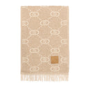 Stola Donna 70 x 180 cm LIU JO in Misto Viscosa Beige con Logo Monogram Jacquard All Over