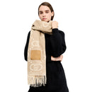 Stola Donna 70 x 180 cm LIU JO in Misto Viscosa Beige con Logo Monogram Jacquard All Over