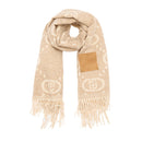 Stola Donna 70 x 180 cm LIU JO in Misto Viscosa Beige con Logo Monogram Jacquard All Over