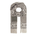 Stola Donna 70 x 180 cm LIU JO in Misto Viscosa Grigia con Logo Monogram Jacquard All Over