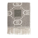 Stola Donna 70 x 180 cm LIU JO in Misto Viscosa Grigia con Logo Monogram Jacquard All Over