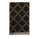 Stola Donna 70 x 180 cm LIU JO in Tessuto Nero con Logo Jacquard e Frange
