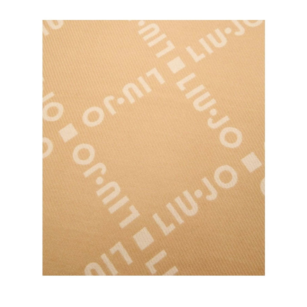 Stola Donna 70 x 180 cm LIU JO in Tessuto Beige con Logo Jacquard e Frange