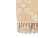 Stola Donna 70 x 180 cm LIU JO in Tessuto Beige con Logo Jacquard e Frange