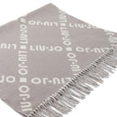 Stola Donna 70 x 180 cm LIU JO in Tessuto Grigio con Logo Jacquard e Frange