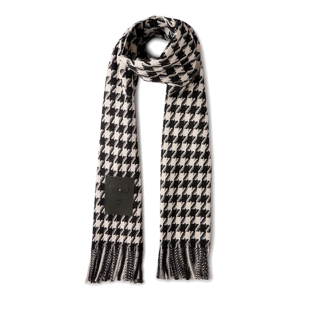 Stola Donna 67 x 185 cm LIU JO in Tessuto Jacquard con Motivo Vichy Nero