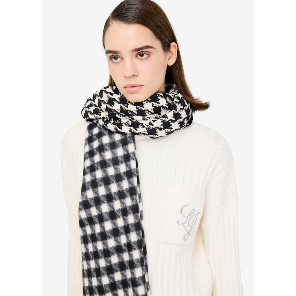 Stola Donna 67 x 185 cm LIU JO in Tessuto Jacquard con Motivo Vichy Nero