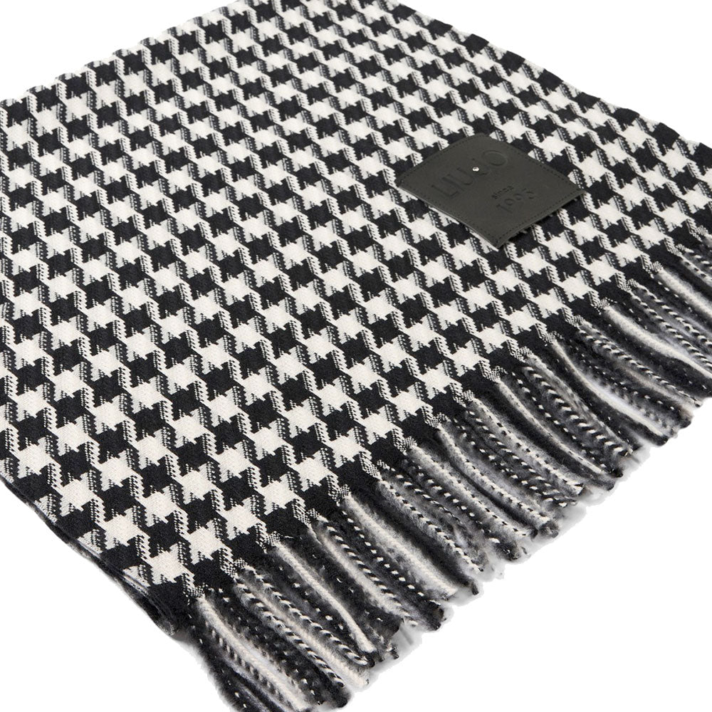 Stola Donna 67 x 185 cm LIU JO in Tessuto Jacquard con Motivo Vichy Nero