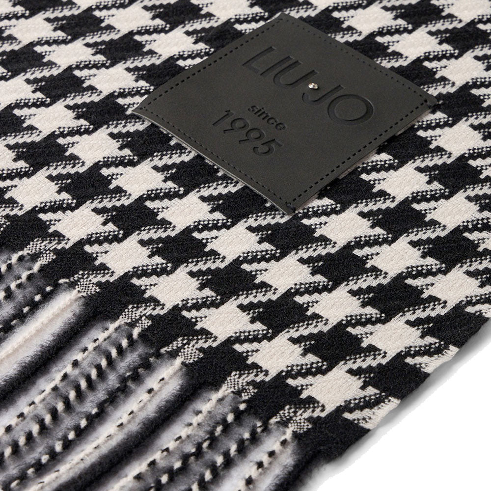 Stola Donna 67 x 185 cm LIU JO in Tessuto Jacquard con Motivo Vichy Nero