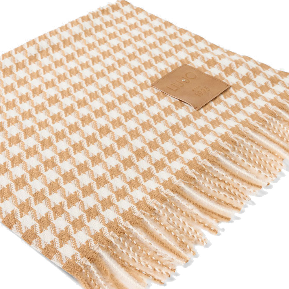 Stola Donna 67 x 185 cm LIU JO in Tessuto Jacquard con Motivo Vichy Cammello