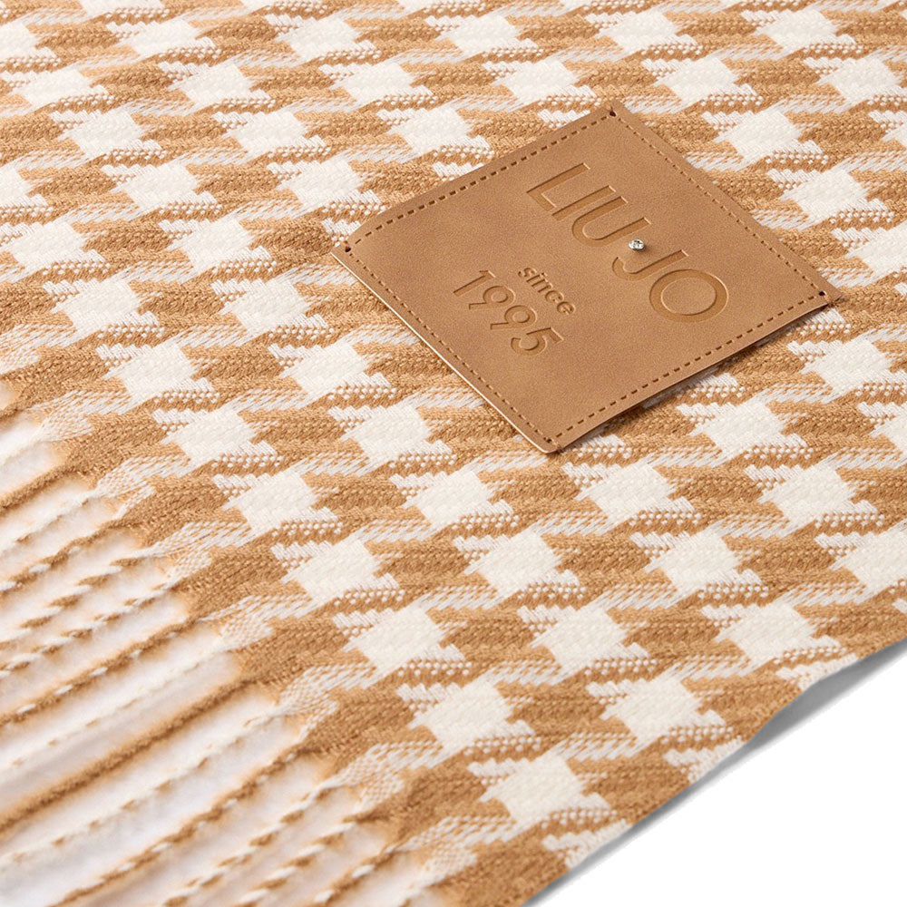 Stola Donna 67 x 185 cm LIU JO in Tessuto Jacquard con Motivo Vichy Cammello