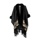 Poncho Donna LIU JO in Tessuto Nero con Collo Faux Fur