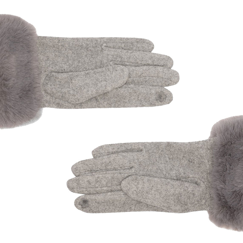 Guanti Donna LIU JO in Tessuto Grigio con Inserto in Eco Pelliccia