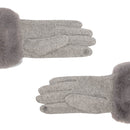 Guanti Donna LIU JO in Tessuto Grigio con Inserto in Eco Pelliccia