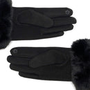 Guanti Donna LIU JO in Tessuto Nero con Inserto in Eco Pelliccia