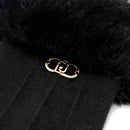 Guanti Donna LIU JO in Tessuto Nero con Inserto in Eco Pelliccia