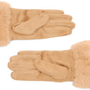 Guanti Donna LIU JO Effetto Scamosciato color Cammello con Inserto in Eco Pelliccia