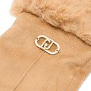 Guanti Donna LIU JO Effetto Scamosciato color Cammello con Inserto in Eco Pelliccia