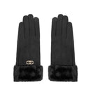 Guanti Donna LIU JO Effetto Scamosciato Nero con Inserto in Eco Pelliccia