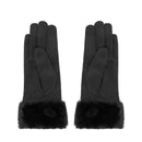 Guanti Donna LIU JO Effetto Scamosciato Nero con Inserto in Eco Pelliccia