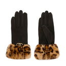 Guanti Donna LIU JO Effetto Scamosciato Nero con Inserto in Eco Pelliccia Animalier
