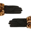 Guanti Donna LIU JO Effetto Scamosciato Nero con Inserto in Eco Pelliccia Animalier