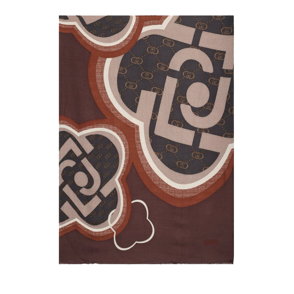 Stola Donna 70 x 180 cm LIU JO in Viscosa Marrone stampa Logo