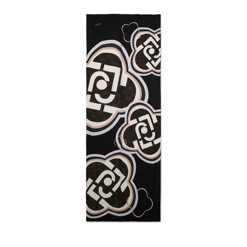 Stola Donna 70 x 180 cm LIU JO in Viscosa Nera stampa Logo