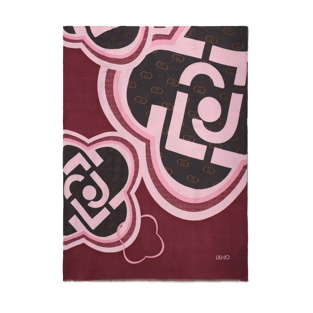 Stola Donna 70 x 180 cm LIU JO in Viscosa Rossa stampa Logo