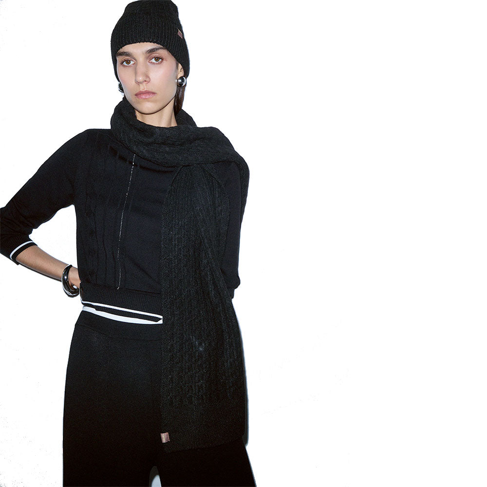 Coordinato Berretto e Sciarpa LIU JO in Maglia Misto Lana Nera