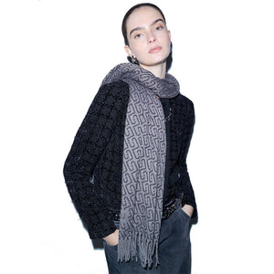 Damen Schal 70 x 180 cm LIU JO mit Logo Monogram Needle Anthrazit