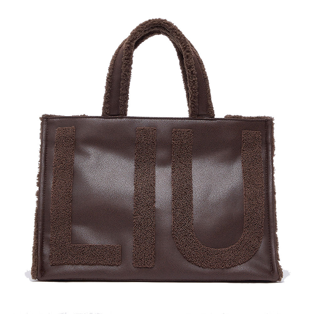 Tote Bag Donna LIU JO in Ecopelle con Logo in Fake Montone Testa di Moro