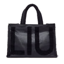 Tote Bag Donna LIU JO in Ecopelle con Logo in Fake Montone Nero