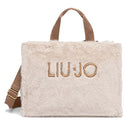 Tote Bag Donna LIU JO in Fake Fur color Burro con Logo