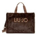 Tote Bag Donna LIU JO in Fake Fur Testa di Moro con Logo