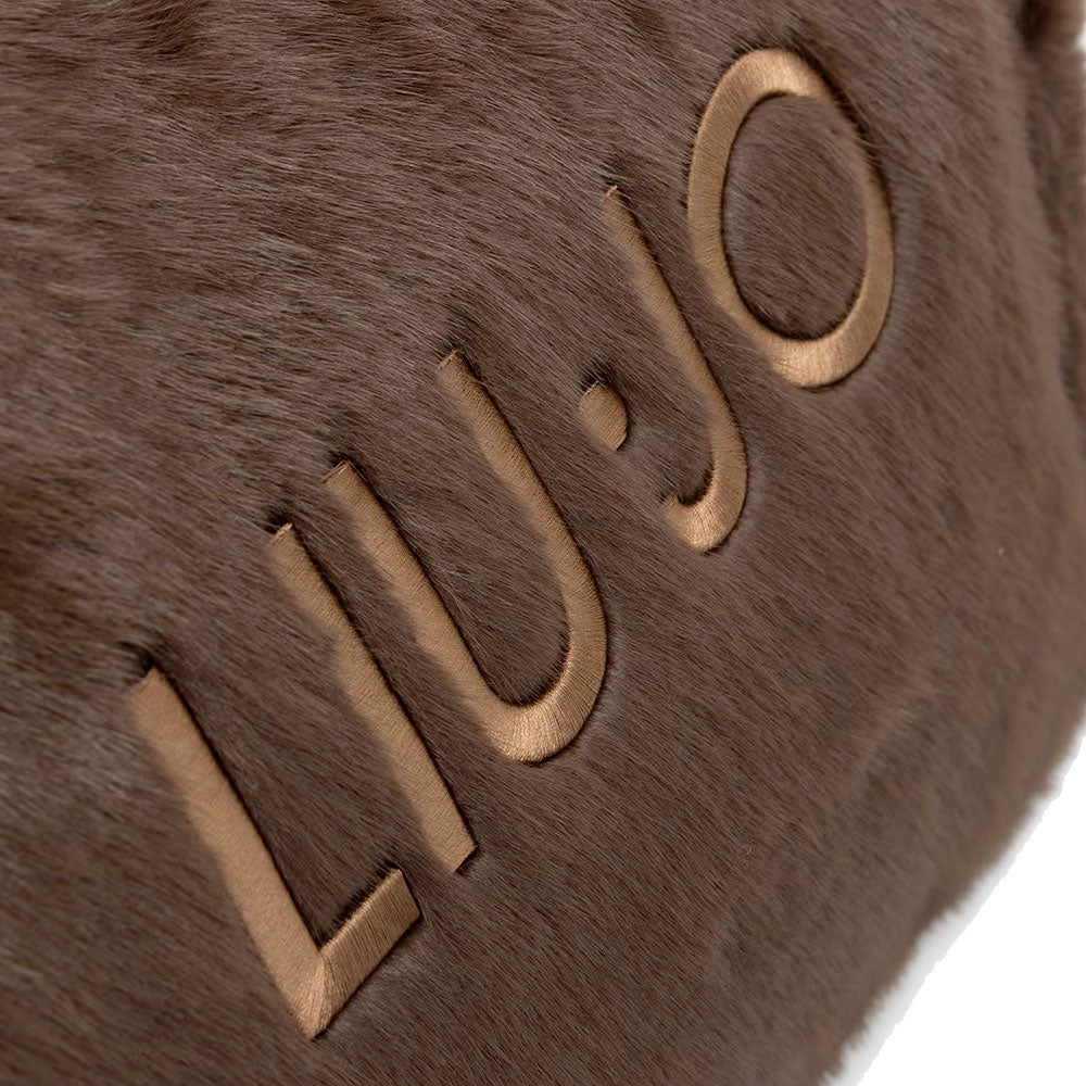Tote Bag Donna LIU JO in Fake Fur Testa di Moro con Logo