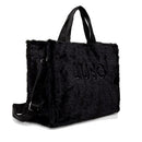 Tote Bag Donna LIU JO in Fake Fur Nero con Logo