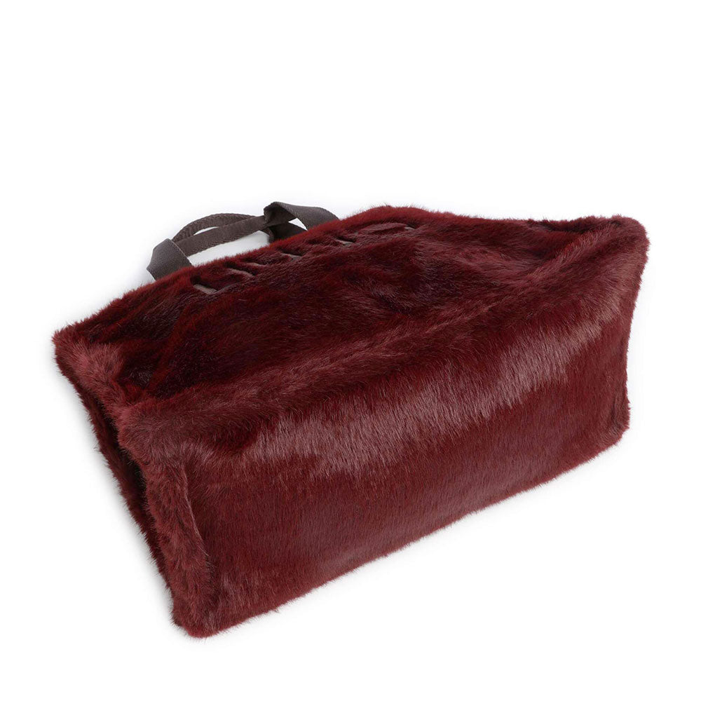 Tote Bag Donna LIU JO in Fake Fur color Melanzana con Logo