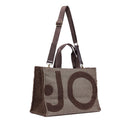 Tote Bag Donna LIU JO in Tessuto Check Testa di Moro con Maxi Logo